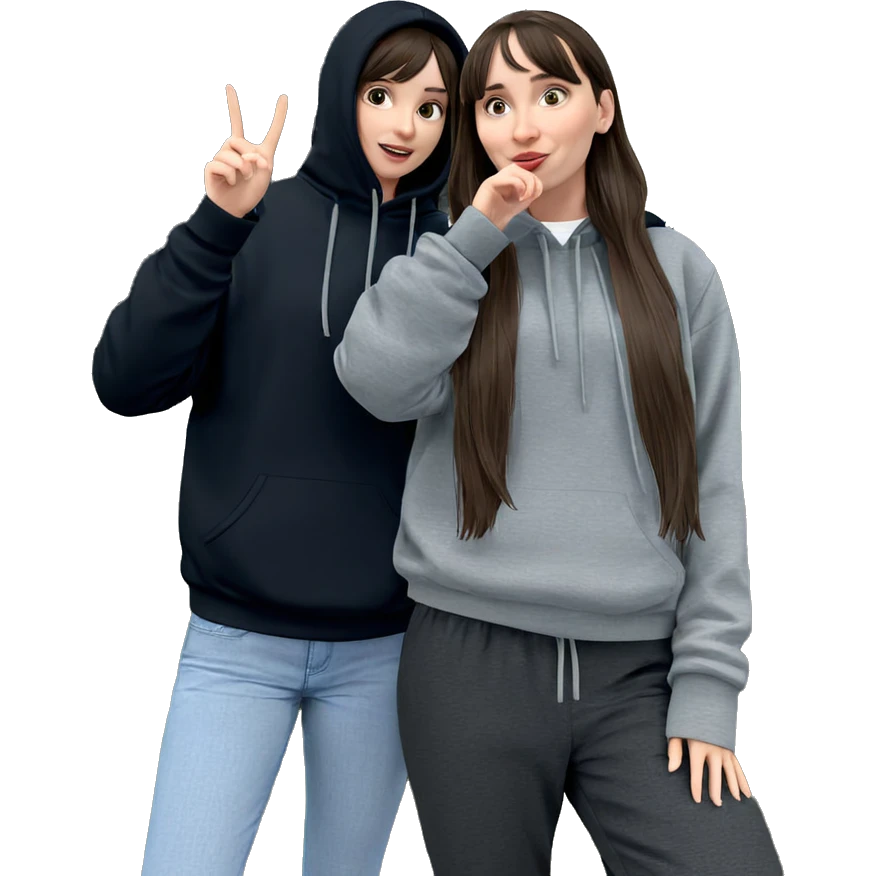 girl in hoodie outdoors emoji