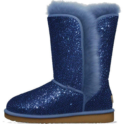 Realistic navy blue Sparkle glitter and fur Ugg boots. emoji