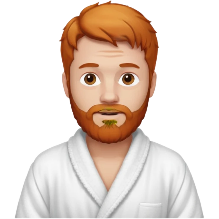 ginger hair bearded man with bath robe on his shoulder emoji