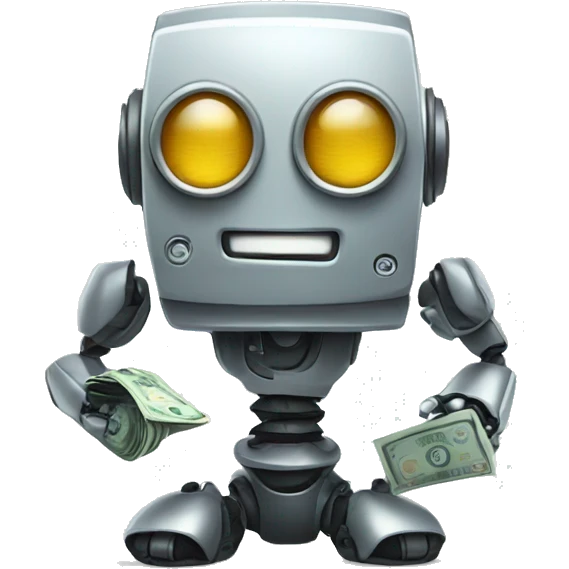 Cute robot with money emoji