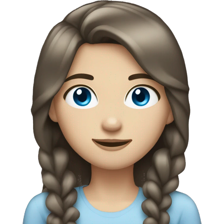White brunette girl with blue eyes tucking hair behind ear emoji