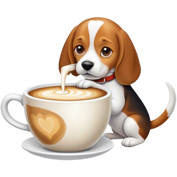 Beagle drinking a latte emoji