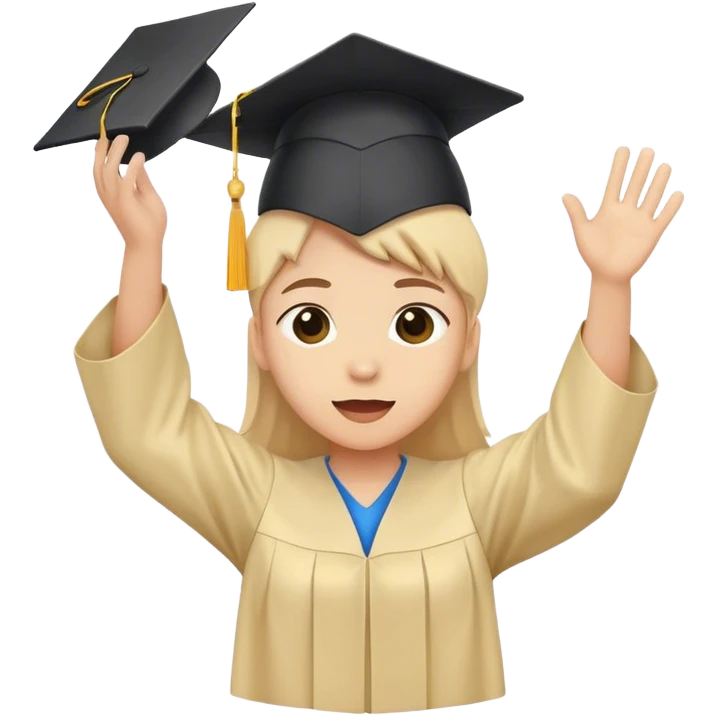 student throwing grad hat in air emoji