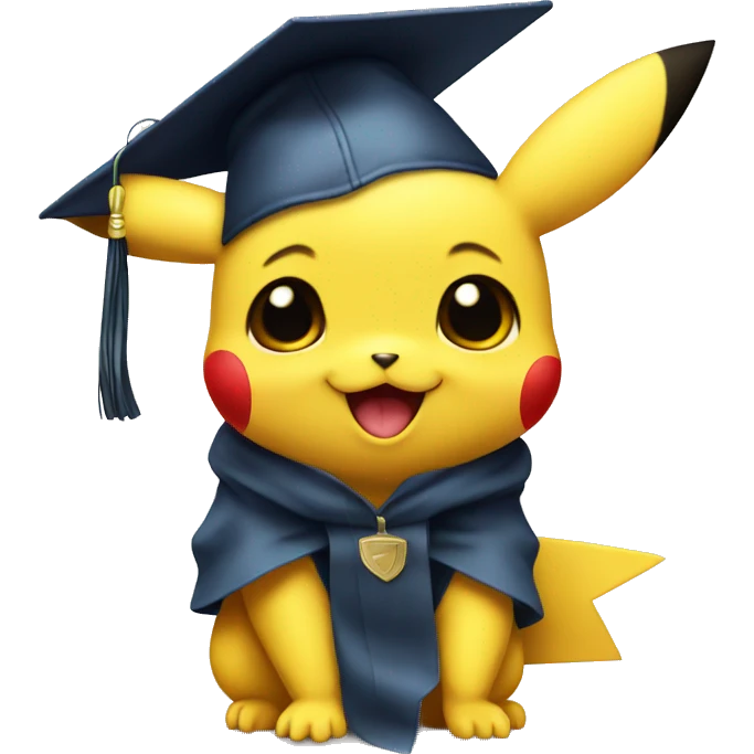baby pikachu wearing graduation cap emoji