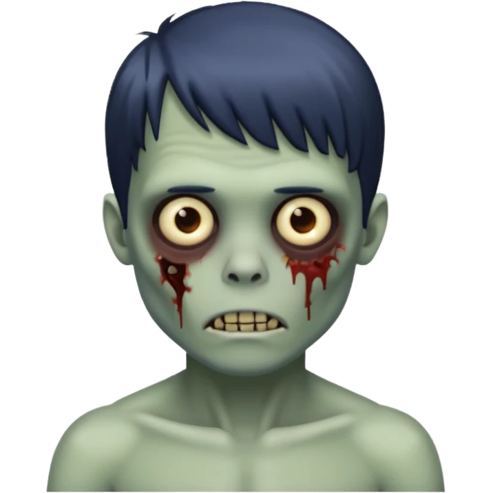 Menino de cabelo liso com franja zumbi sem camisa  emoji
