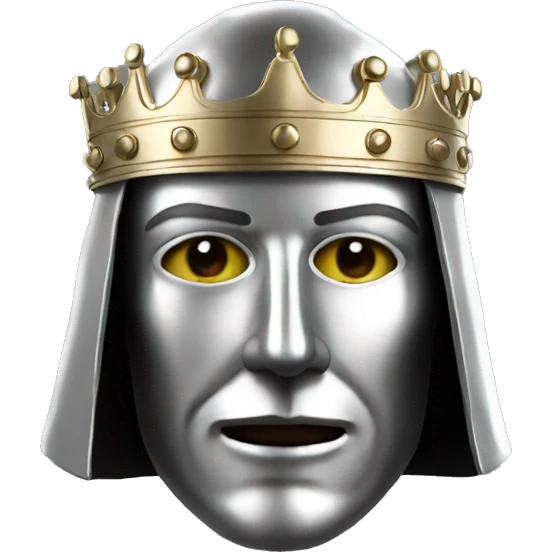 king baldwin IV in silver full face mask up emoji