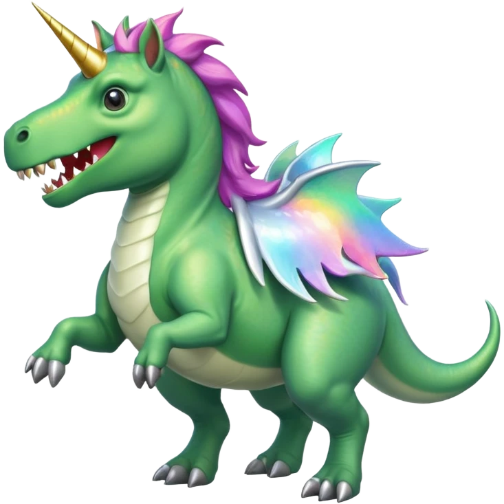 Unicorn riding a T. rex emoji