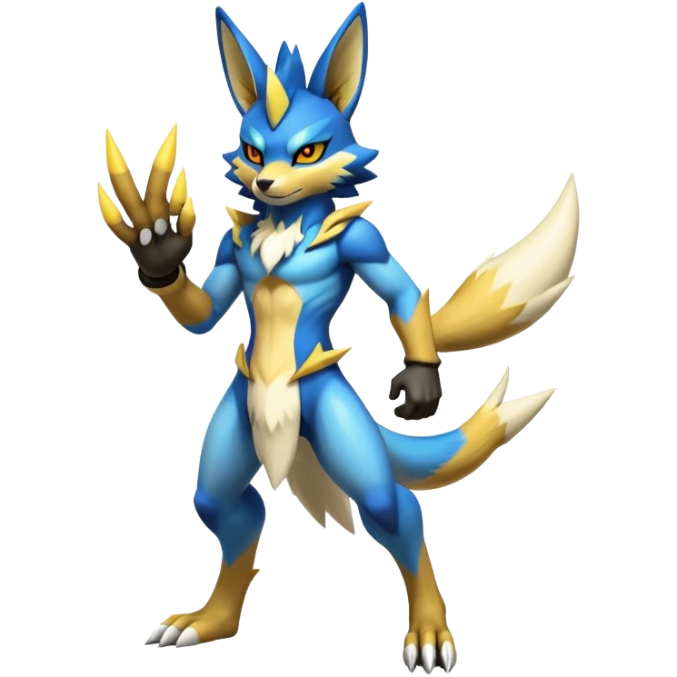 Shiny Epic Handsome Badass Lucario-Renamon-Zeraora-hybrid (Full body) emoji