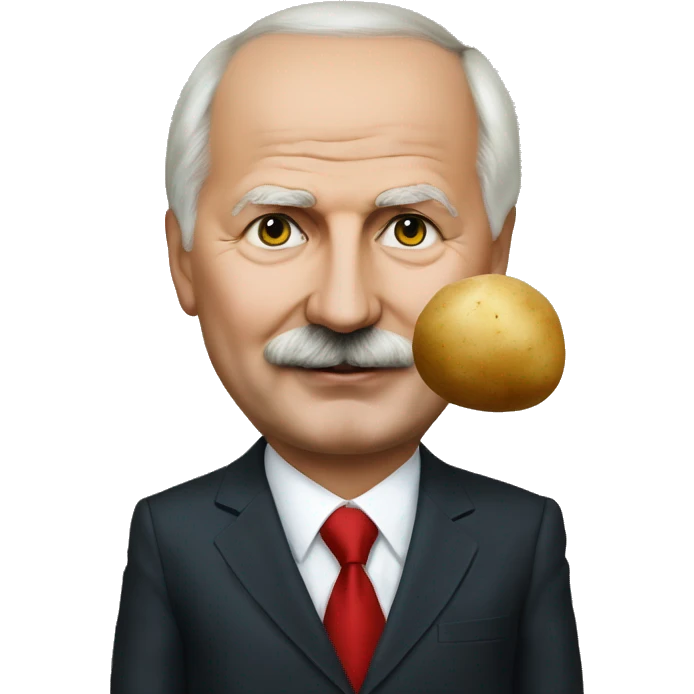Photorealistic Belarus president Lukashenko with potato in right hand emoji