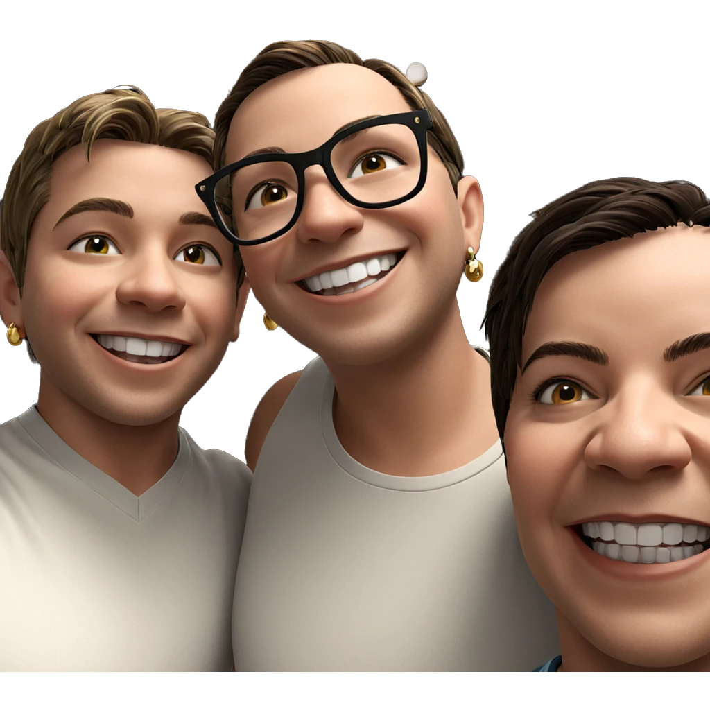 smiling boys with jewelry emoji