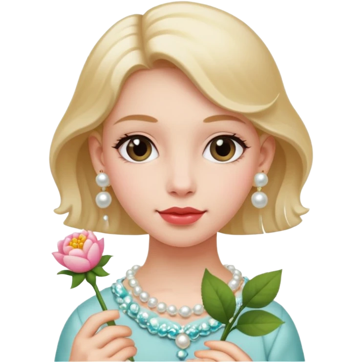 girl-with-pearl-earrings-painting holding flower emoji