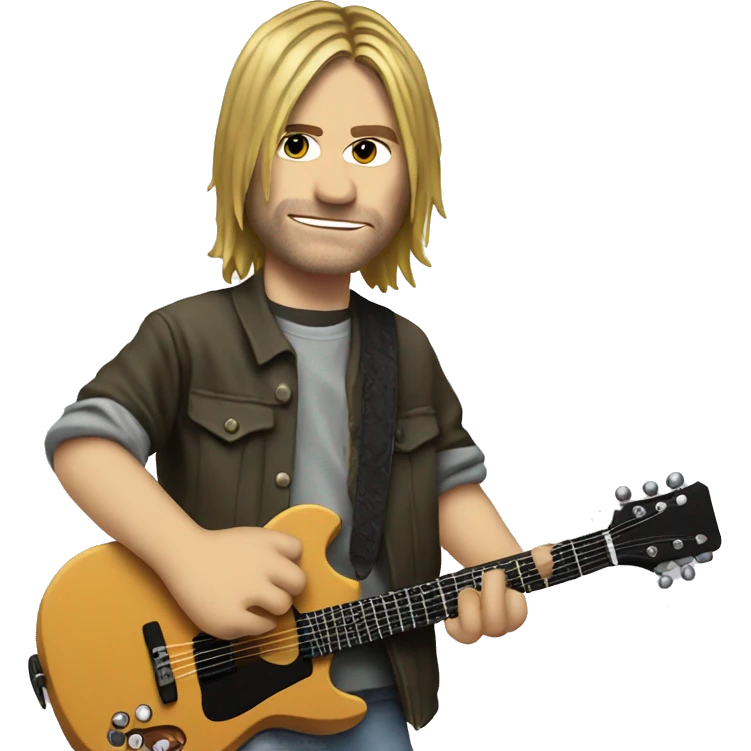 Kurt Cobain with a guitar emoji