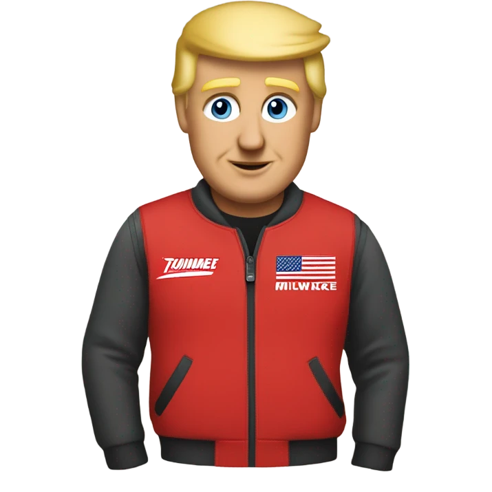 Trump wearing Milwaukee tool brand sweatshirt and a Milwaukee impact driver  emoji
