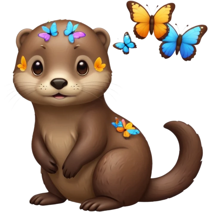 otter with butterflies having an idea emoji