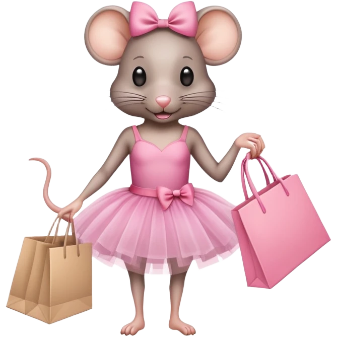 rat with a pink dress and tutu holding a Sephora shopping bag emoji