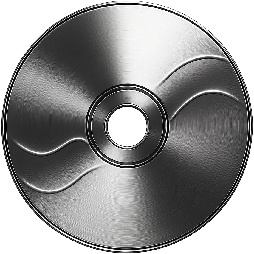 A minimalist CD disc with wave pattern, glowing effect, pink color emoji