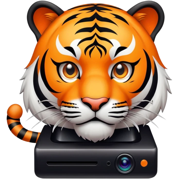 streamer tiger face with webcam and setup for Twitch emote emoji