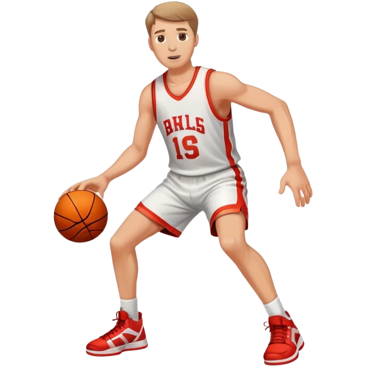 White Man shooting basketball on the court emoji