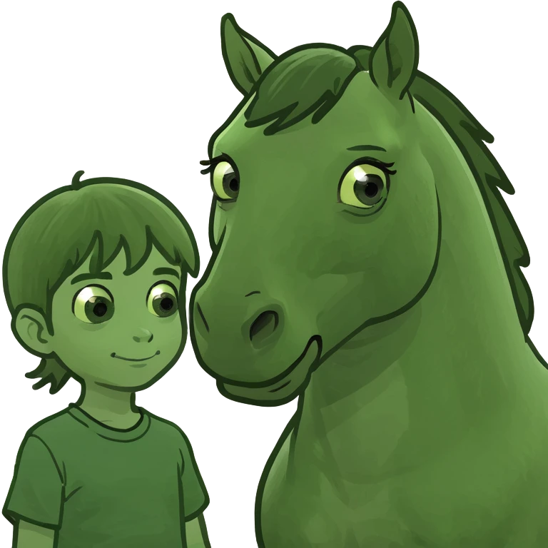 caballo con un niño cachetón a lado emoji