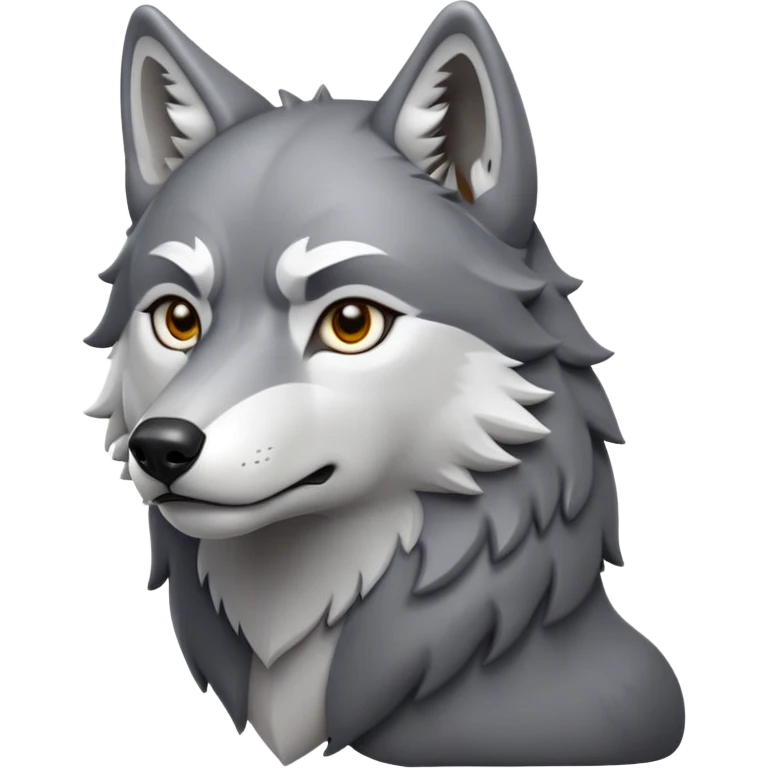cinematic-noble-wolf-portrait-emoji,-poised-and-regal,-with-a-strong,-lean-build-and-a-sleek,-fur-of-grey-and-white,-deep-set-soulful-piercing-eyes,-simplified-yet-sharp-and-sophisticated-features,-highly-detailed,-full-body, zoomed out showing shoulders emoji