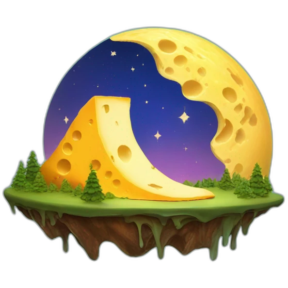 melting cheese moon over forest emoji