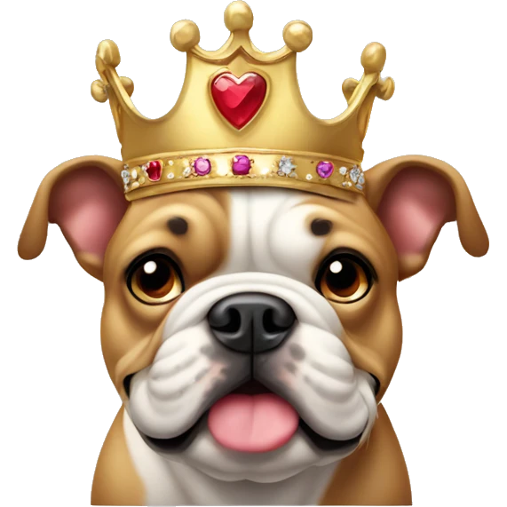 Bull dog with princess crown emoji