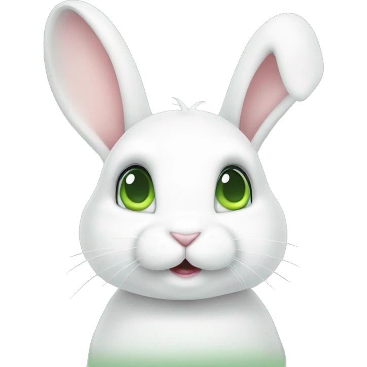 Cute White bunny with light-green eyes and a question mark above her bunny head emoji