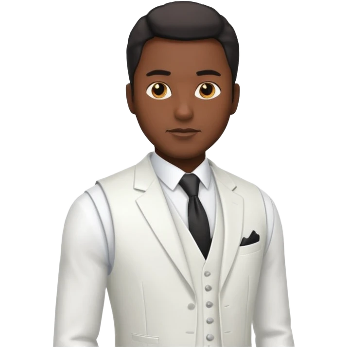 businessman, black skin, white suit vest emoji