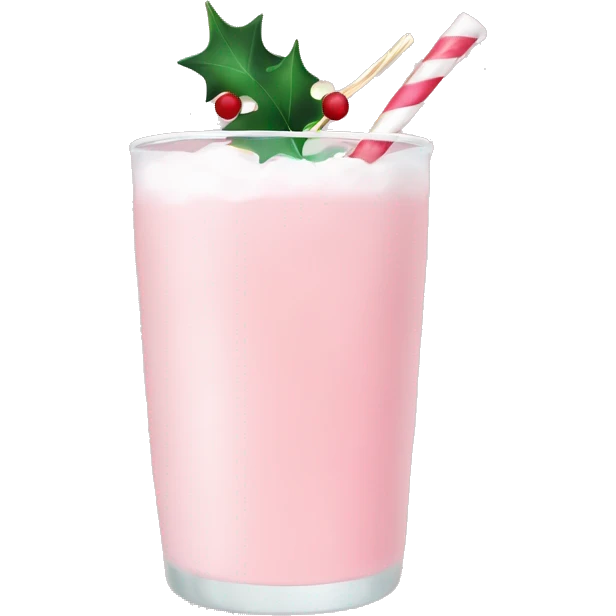 pastel pink christmas drink, with mistletoe on the top ofit emoji