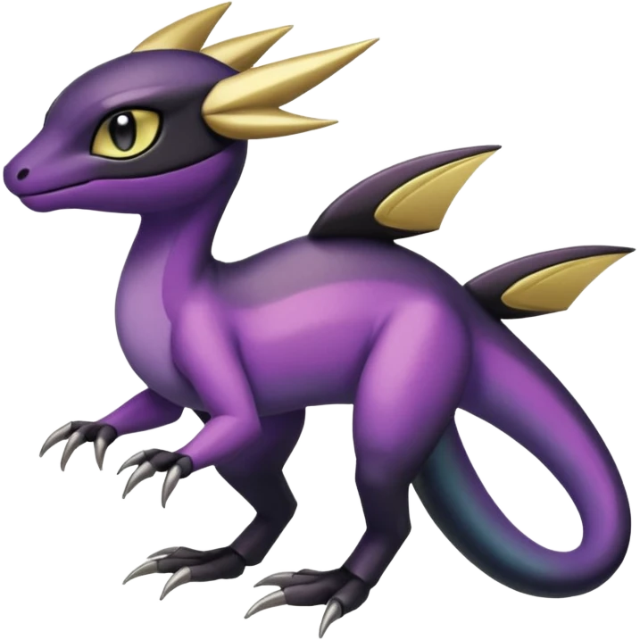 purple-black-gold-gradients Meloetta-Larvitar-Axew-Salandit-Pokémon-Fakémon-creature-hybrid-fusion emoji