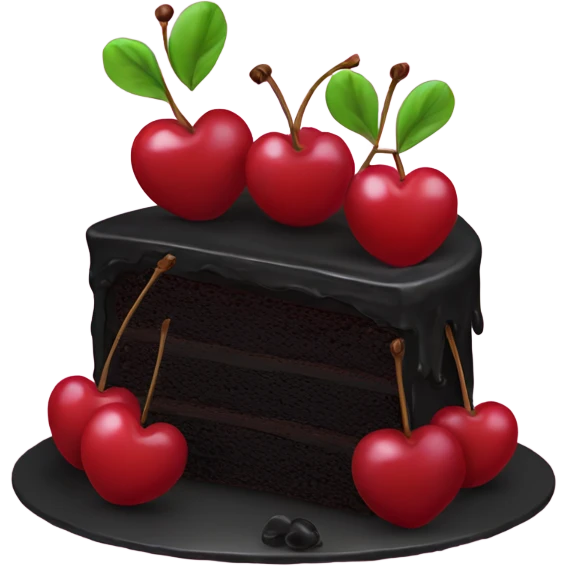 Black heart cake with cherries emoji