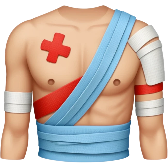 shoulder with a bandage and pain marks emoji