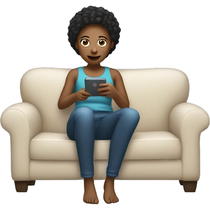 Sitting on the couch on her phone emoji