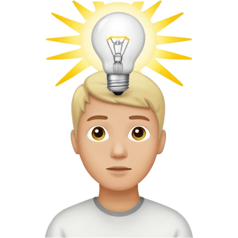 uma pessoa pensando e surge uma boa ideia na lampada emoji