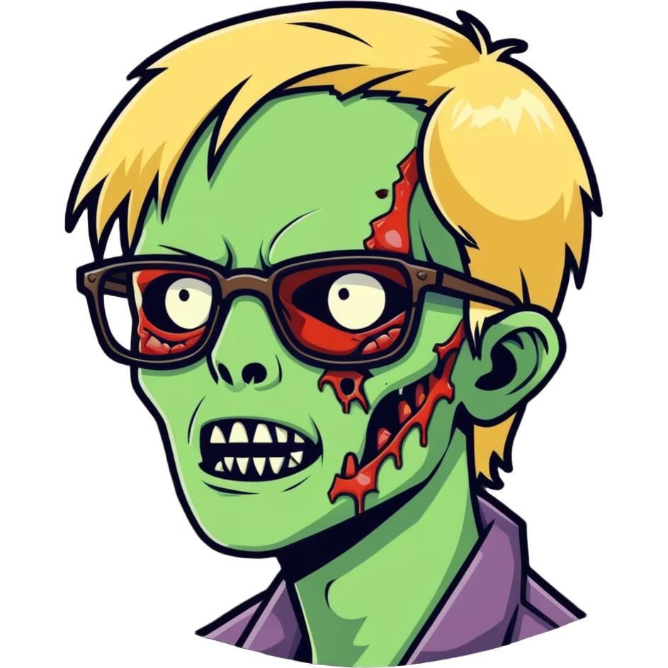 zombie with blond hair and glasses emoji
