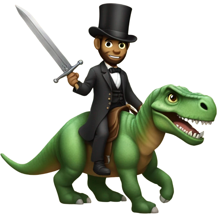 abraham lincoln holding a sword while riding a dinosaur emoji