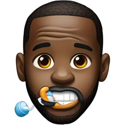 LeBron James with the pacifier in his mouth emoji