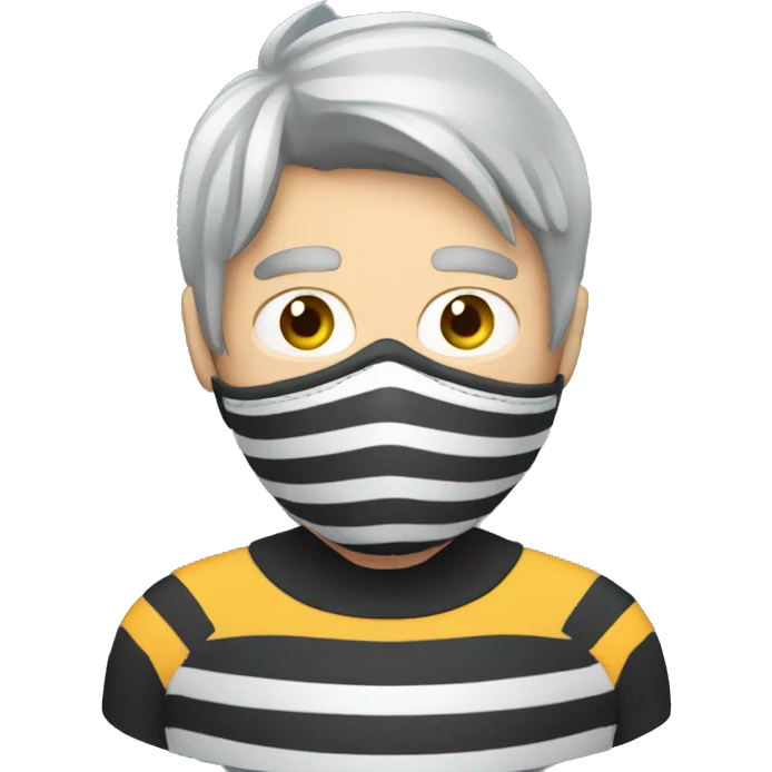 Burglar with eye mask and striped jumper and grey hair emoji