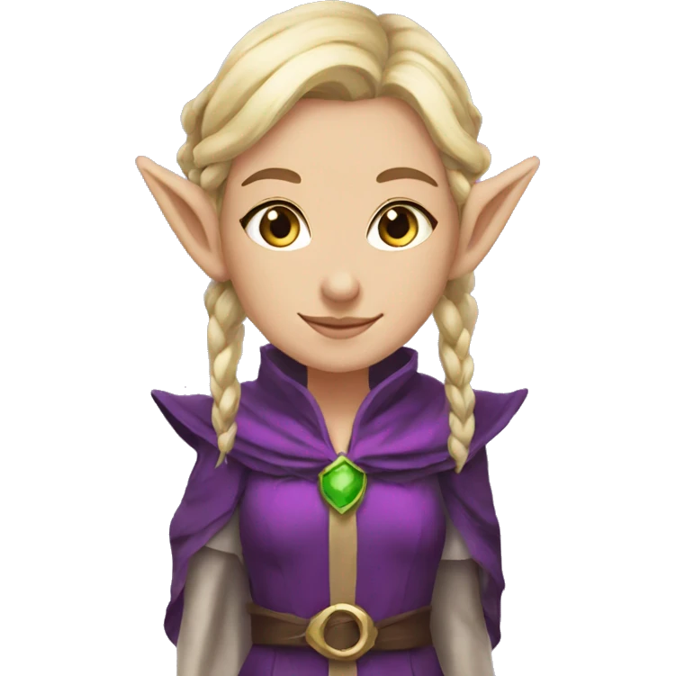 Noble female Elf with Elf ears and blonde hair and purple robes emoji