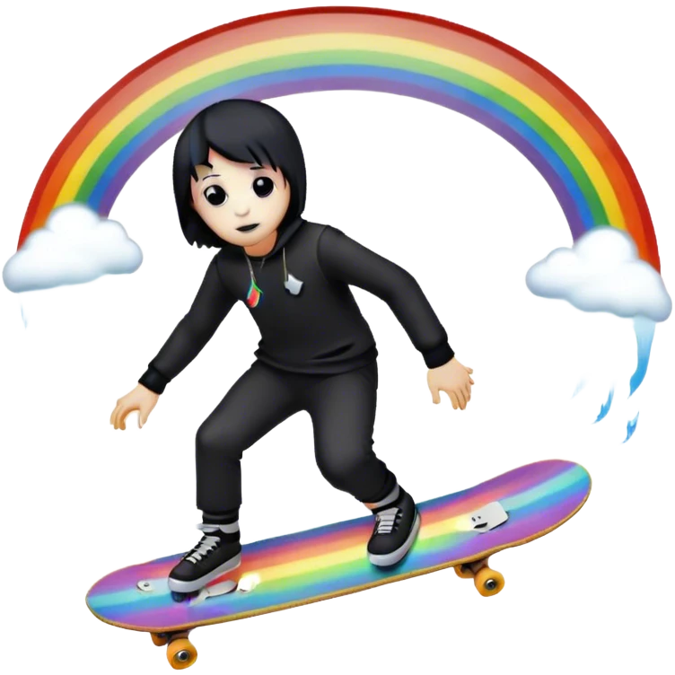  goth skateer boi ghost boarding under a rainbow  emoji