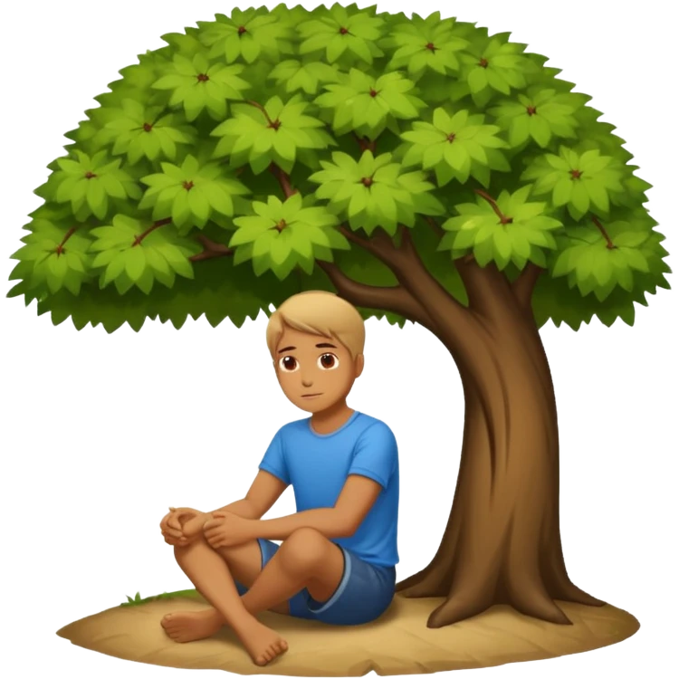 Man sitting alone under a tree emoji