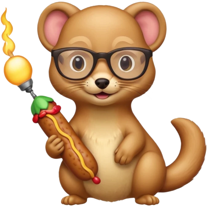Weasel with glasses and wiener in his hand emoji
