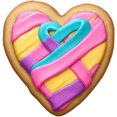 Heart cookie, suicide awareness ribbon emoji