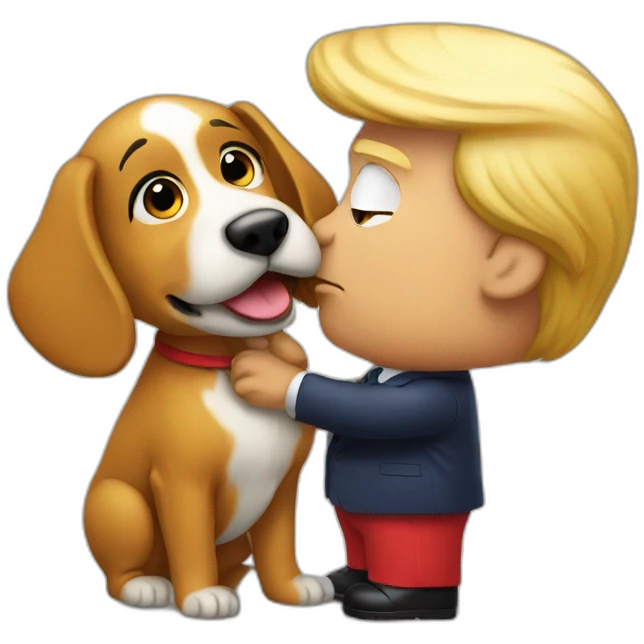 trump kissing a dog emoji