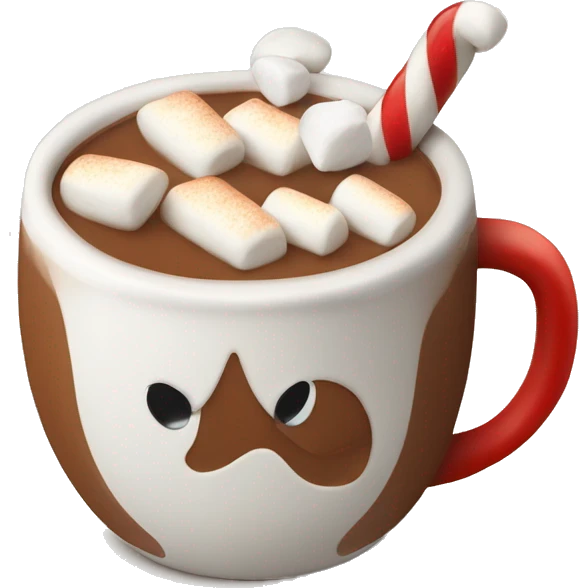 Hot milk cocoa with marshmallows in a christmas mug emoji