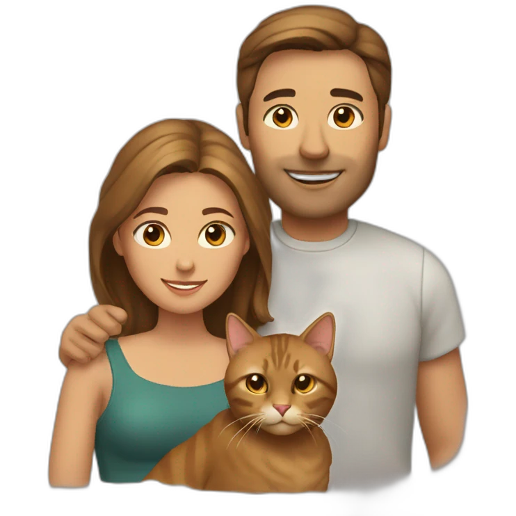 man and woman with brown cat emoji