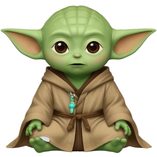 Baby Yoda sitting cross-legged with numbers and mathematical formulas coming out of his mind emoji