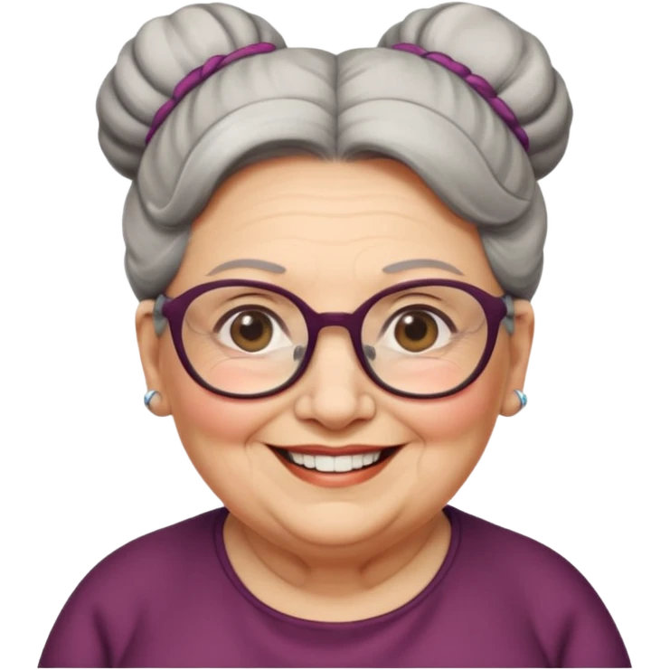 fat old woman with big bun hair and glassess, no earrings emoji