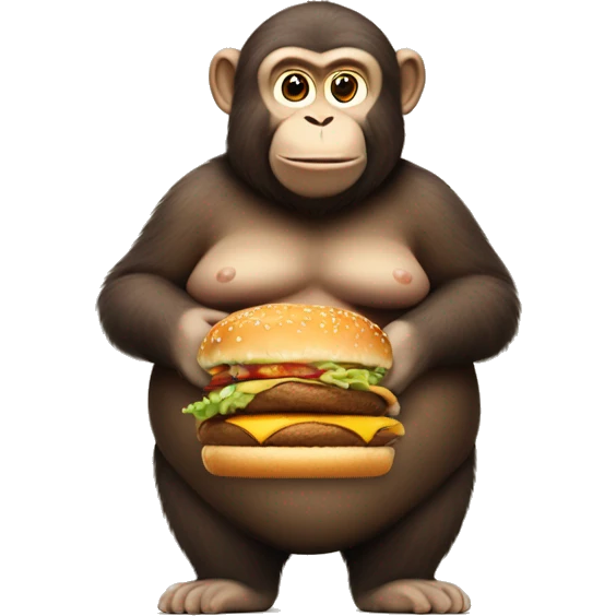 Fat monkey with two McDonald’s burgers  emoji