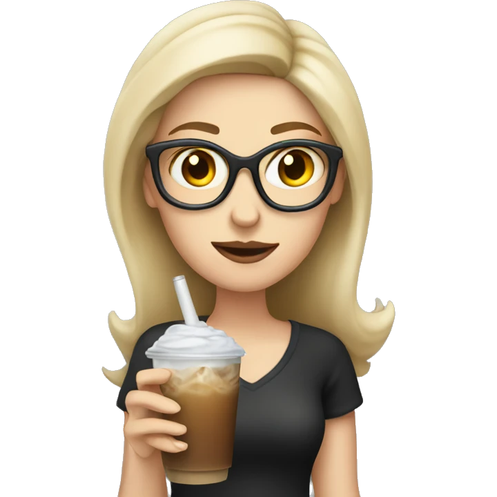 white girl smoking and holding an iced coffee emoji